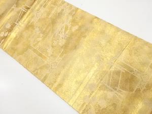 未使用品　屋敷風景模様織出し袋帯